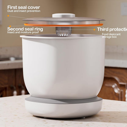 CTIME Airtight Cat Food Container for Small Dog Bird Pet Treats & Dry Food -6 lb(White)