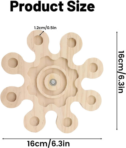 2Pcs Rotating Chinchilla Chew Toys, Natural Wood Hamster Chew Toys for Teeth with Rotating Snowflake Shape, Suitable for Chinchilla Cage and Other Rat Cage Accessories