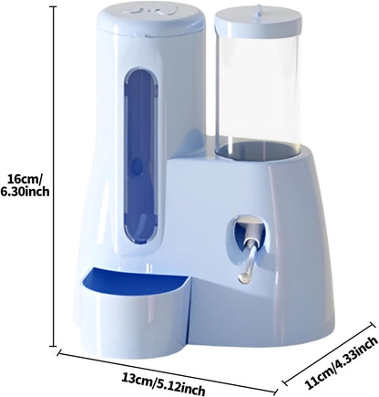 2-in-1 Hamster Water Bottle & Food Dispenser - Leak-Resistant Design for Glass/Wire Cages (120ml/4oz BPA-Free + Double Seal Nozzle) Dwarf Hamster & Mice Essentials (Blue, 6.3×5.1×4.3)