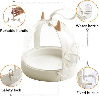 Hamster Portable Cage Travel Case,Hamster Carrying Cage High Permeability Guinea Pig Travel Cage with Water Bottle Travel Carrier for Gerbils Mice Guinea Pigs Sugar Glider(White)