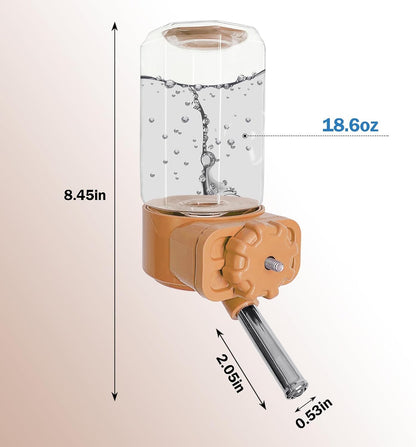 LOS ANDES No-Drip Water Bottle/Feeder for Guinea Pigs/Hamsters/Bunnies/Ferrets/Squirrel/Hedgehog/Other Small Pets, Weather Resistant Cage Water Bottles for Dogs/Cats, 18.5oz, Orange
