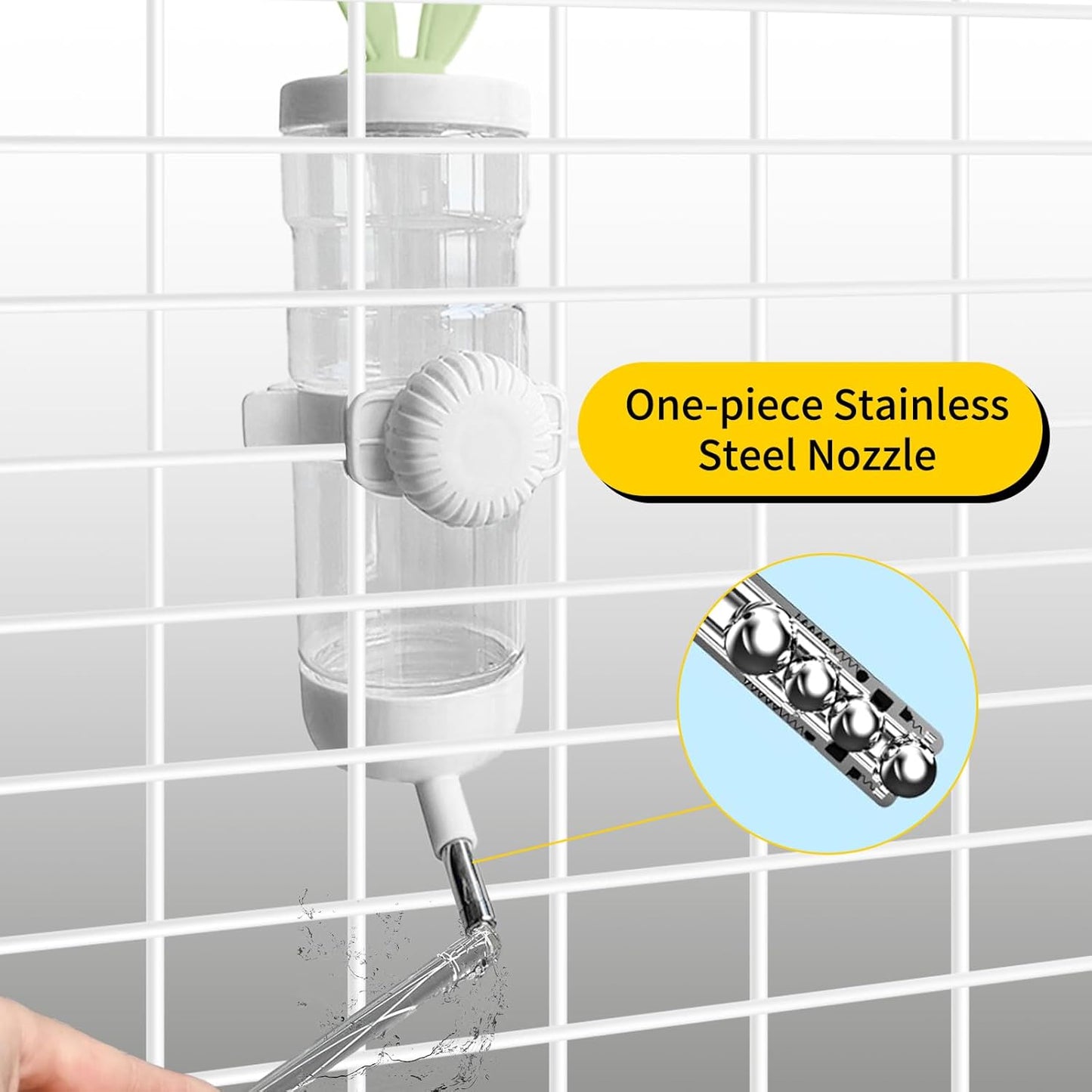 Hamster Water Dispenser,Small Animal Water Bottle Automatic Bottle Dispenser Large Capacity for Rabbits, Guinea Pigs, Hamsters, Ferrets, Chinchillas, Hedgehogs & Rodents (White, 550ML/18.6OZ)