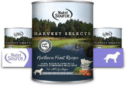 NutriSource Harvest Selects Northern Feast Dog Cans, Premium Wet Dog Food, 12.3 Ounce (Pack of 12)