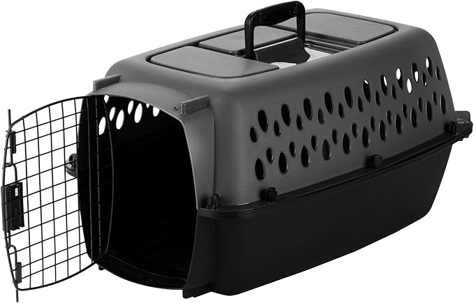 Petmate Pet Porter Dog Kennel 23", Dark Gray & Black, for Pets up to 15lbs, Made in USA