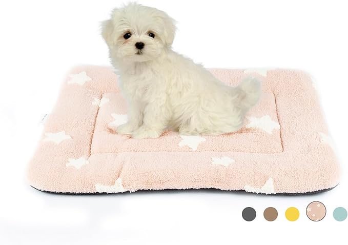 Mora Pets Dog Crate Pad Kennel Bed Crate Mat for Small Dogs Washable Cute Star Pet Bed for Dog Cage Ultra Soft Flat Puppy Cat Kitten Pillow Cushion for Sleeping Anti-Slip Pink 24 x 18