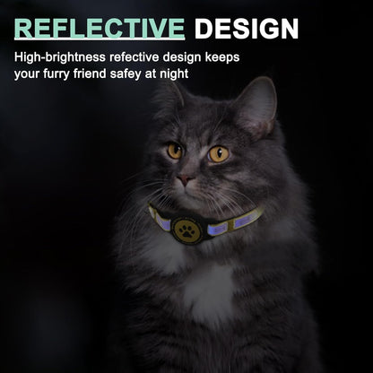 Airtag Cat Collar Breakaway, Reflective Cat Collar with AirTag Holder and Bell, Compatible with Apple Air Tag, Comfortable Padding, Adjustable, Durable (Yellow, XS)