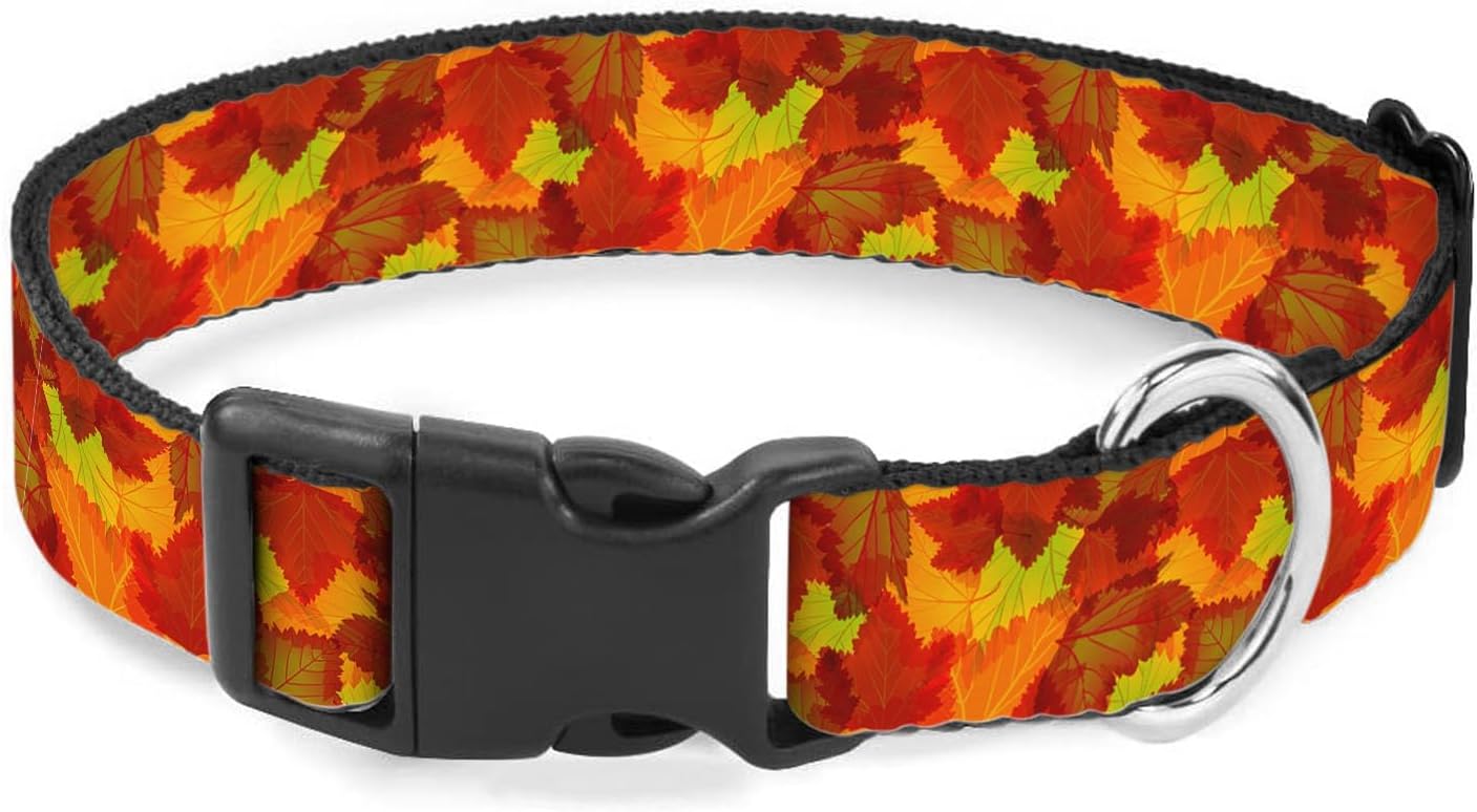 Fall Red Orange Maple Leaf Autumn Pet Collar Cat Dog Neck Strap Quick Release Buckle Adjustable Female Male Puppy Corgi