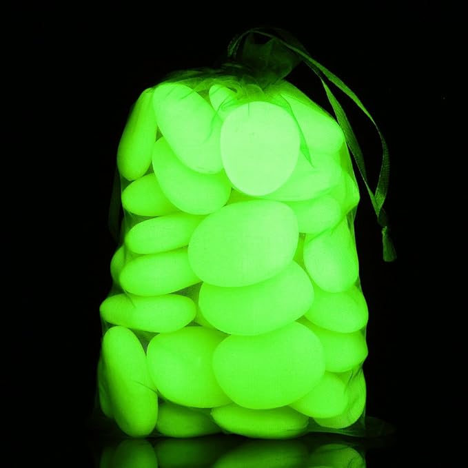 Shiny Stone Glow in The Dark Pebbles,Decorative Glow Stones,Fish Tank Aquarium Gravel,Glow Pebbles for DIY Garden Gifts Decoration(Big Size, 3-4cm, 400g/14.1oz) (Yellow)