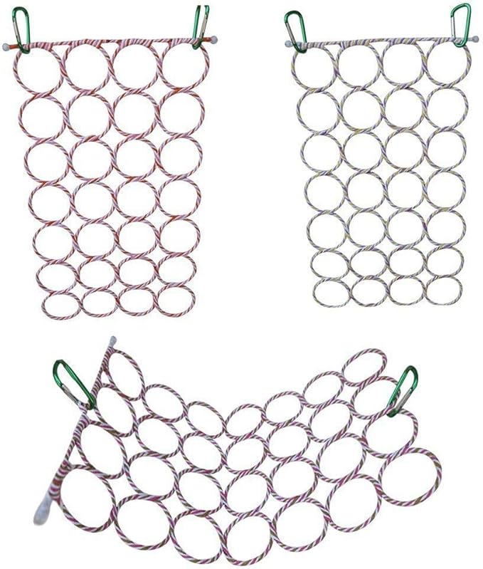 Bird Rat Climbing Rope Net Bird Swing, Parrot Cage Toys,Small Animal Activity Toy for Gerbil,Swing Hanging Play with Mirror for Macaw African Greys Parakeet Cockatoo Lovebirds (Bird Perch)