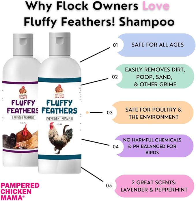 Feather Shampoo for Chickens | Bird Shampoo for Cockatiels, Cockatoo, Parrots: Poultry Conditioner & Baby Chicken Supplies, Gamefowl Supplies for Clean Feathers (Lavender)