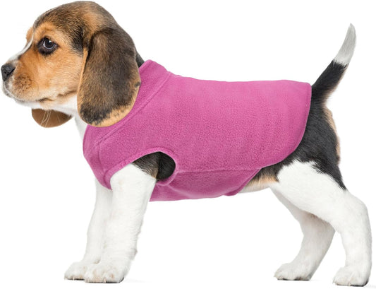FUAMEY Dog Fleece Vest for Small Dogs,Warm Stretchy Dog Sweatshirts Pullover with Leash Hole Dogs Sweater Soft Pet Turtleneck Cozy Pet Vest Lightweight Sleeveless Pink XXS