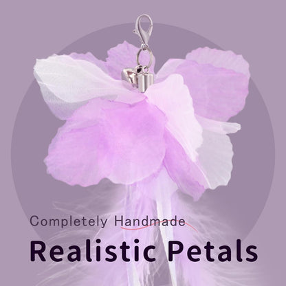 SONGWAY Cat Wand Toys for Indoor Cats - Cat Toy Set with Retractable Teaser Wand and 6 PCS Fairy Feather Toy Refills, Dragonfly Tassel Cat Toys Interactive, Purple