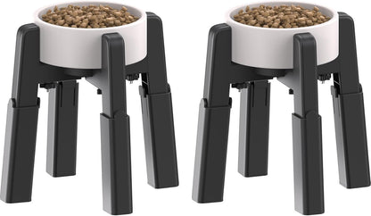 CZPET Dog Bowl Stand with Adjustable Height and Width [2 Pack, Stand Only], Elevated Pet Water & Food Feeder for Medium and Large Pets, Stable and Anti-Slip Raised Bowl
