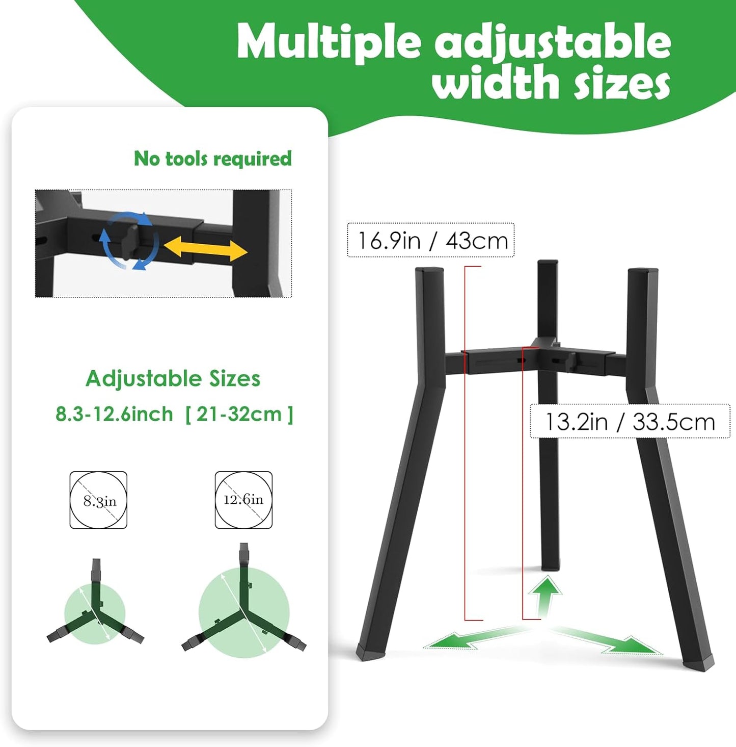 Elevated Dog Bowl Stand for Large Dogs, Adjustable Width 8.2-12.6", 16.9" Tall Single Raised Dog Food Water Stand,Bowl Not Included