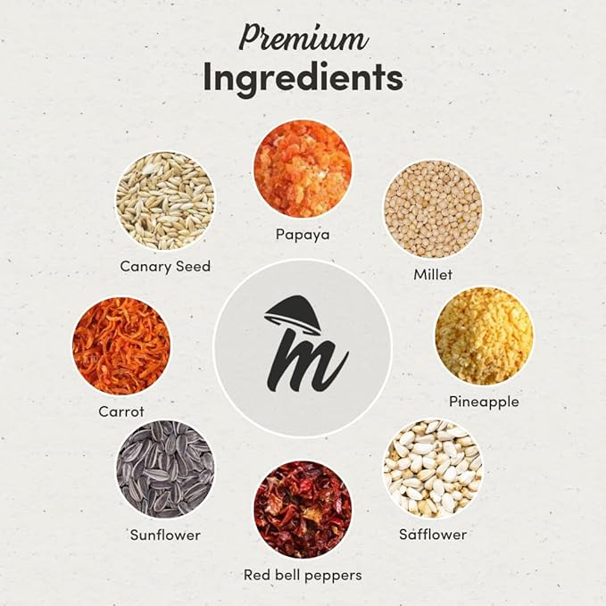 Mycelium Organic Conure Cuisine (5 LB Bag) | Fruit & Veggie Bird Seed w/Added Vitamins | Balanced Daily Nutrition for Immunity & Feather Health | Non-GMO, No Fillers or Additives, Made in USA