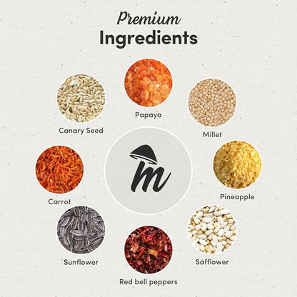 Mycelium Cockatiel Cuisine (5 LB Bag) | Organic Bird Seed w/Fruits, Veggies & Added Vitamins | Immune-Supporting, Nutrient-Rich Daily Blend for Cockatiels | Non-GMO, No Fillers, Made in USA