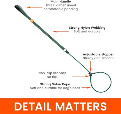 Howgo Dog Slip Lead Dog Leash, Training Lead, No-Pull Slip Leash and Collar, Heavy Duty & Durable Nylon, Padded Handle, for All Breeds (Multicolor, 3.6FT)