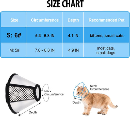 Depets Adjustable Recovery Pet Cone E-Collar for Cats Kittens Rabbits, Plastic Elizabeth Protective Collar Wound Healing Practical Neck Cover, Neck Girth 6.1 in