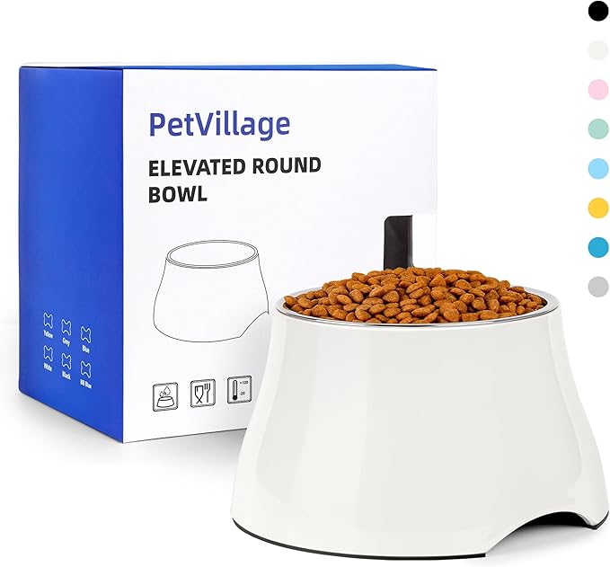 Dog Bowls,Cone Friendly Non Slip Single Dog Bowl with Stainless Steel Inner, Raised Bowls for Small Dogs Spaniel Dogs Long Ear, High Capacity, S/1 Cup White