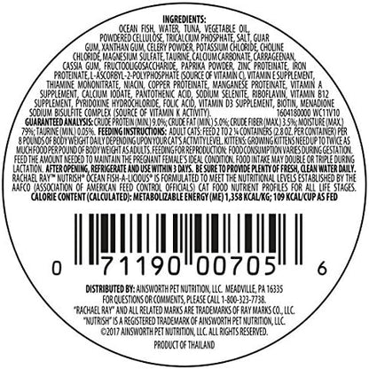 Nutrish Rachael Ray Natural Wet Cat Food, Ocean Fish-A-Licious Recipe, 2.8 Ounce Cup (Pack of 12), Grain Free