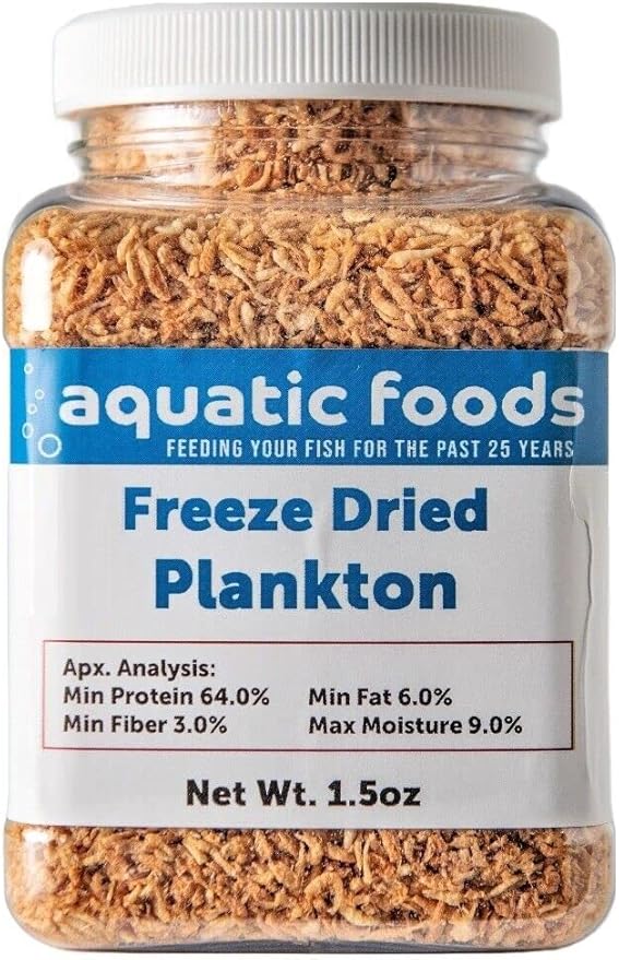 Aquatic Foods Inc. Pacific Plankton - Freeze Dried Small Floating Plankton for All Tropicals, Marines, Corals, Anemones, Koi & Pond Fish, Cichlids, Aquatic Turtles…1.5oz Small Jar