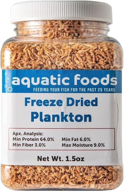 Aquatic Foods Inc. Pacific Plankton - Freeze Dried Small Floating Plankton for All Tropicals, Marines, Corals, Anemones, Koi & Pond Fish, Cichlids, Aquatic Turtles…1.5oz Small Jar