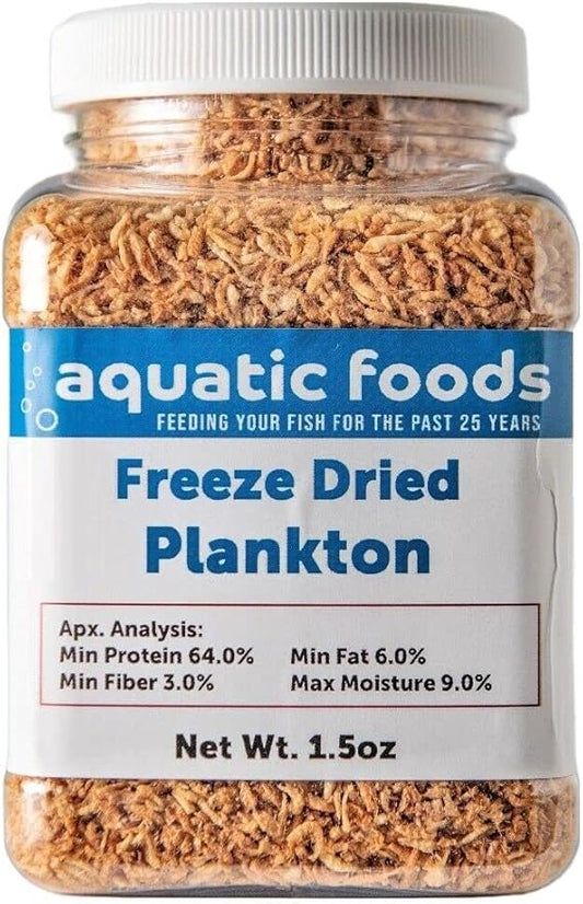 Aquatic Foods Inc. Pacific Plankton - Freeze Dried Small Floating Plankton for All Tropicals, Marines, Corals, Anemones, Koi & Pond Fish, Cichlids, Aquatic Turtles…1.5oz Small Jar
