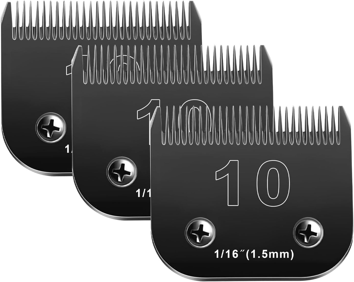10 Blades Dog Grooming Blades Compatible with Andis/Oster A5/Wahl KM-10 Series Dog Clippers,Detachable Clipper Replacement Blade,Black,Size 10 Blade 1/16" (10#/3PCS)