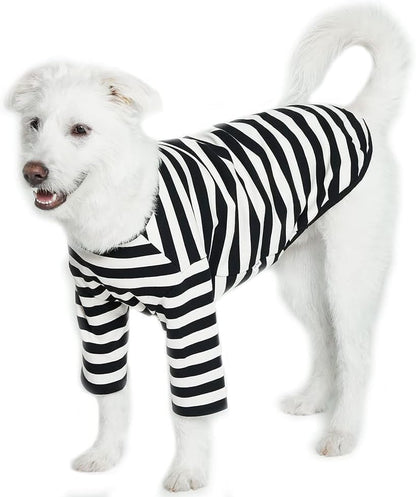 Dog Cotton Shirts for Small and Large Dogs Rugby Striped T-Shirts Soft Breathable Dog Shirt pet Clothes (X-Large, White/Black)