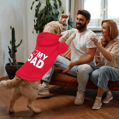 GreenJoy Dog Sweater Dog Hoodie Cold Weather Coat Hooded Sweatshirt for Puppies,Cats, Small Medium Large Dogs (Red(I Love My Dad), X-Large)