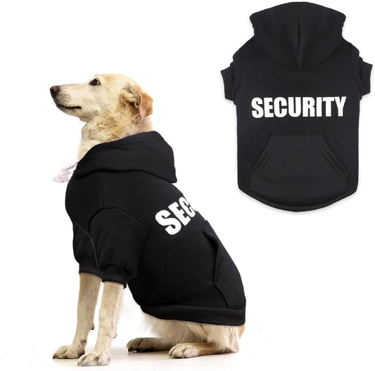 Security Dog Hoodie Dog Sweaters for Large Dogs Soft Brushed Fleece Clothes Hoodie Sweatshirt with Pocket(L)