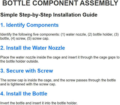 Automatic Hanging Bird Water Bottle - No Drip Cage Mounted Waters Feeder for Parakeets, Cockatiels, Budgies, Lovebirds, Finches, Canaries, Parrots (Bird Cage Accessories Travel Essential)