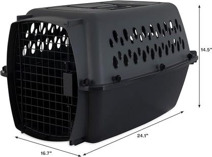 Petmate Pet Porter Dog Kennel 24", Dark Gray & Black, for Pets 15-20lbs, Made in USA