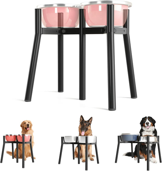 Raised Dog Bowl Stand for Large Dogs, Adjustable Width 7-10.6, 13.7 inch Tall Dog Food Water Stand,Bowl Not Include