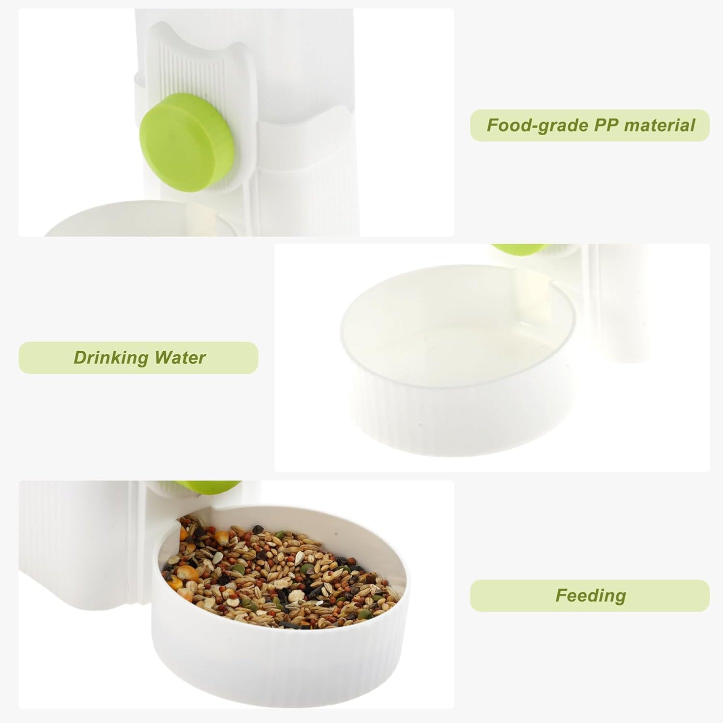 Rabbit Water Bottle, 35oz Large Capacity, Hanging Automatic Food Dispenser, for Small Animals Guinea Pig Ferret Cage Accessories Green