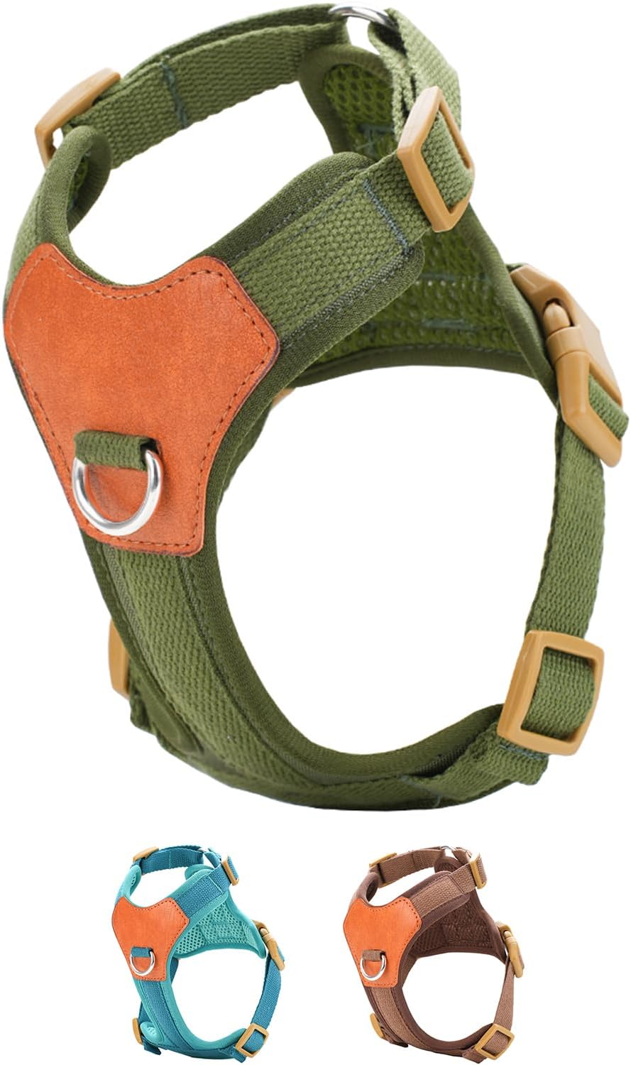 Green Large No Pull Dog Harness for Small Dogs, Anti-Escape Easy Walk Puppy Harness with 2 Leash Clips, Adjustable Dog Vest Harness for Training Walking(Green, L)