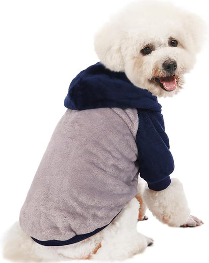 FabriCastle Dog Hooded Sweater, Dog Clothes XXS XS for Small Dogs Male & Cats, Soft and Warm Pet Coat, Winter Pet Jacket, Doggy Apparel Costumes, Puppy Outfits Snap On Hoodies (Grey Body, X-Small)