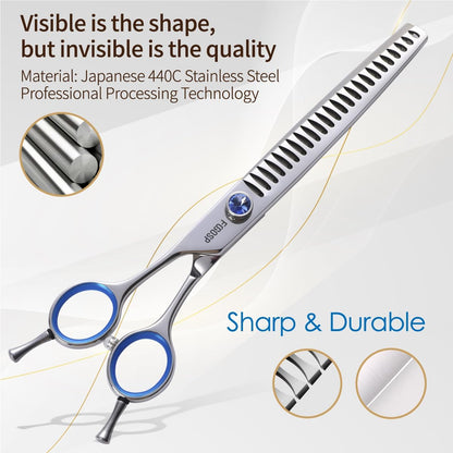 Chunkers Dog Grooming Scissors Left Handed 7.5'' Professional Thinning Shears for Dogs Pet Grooming Scissors Chunkers Shears Dog Grooming Japan 440C 70% Thinning Rate 24 Teeth(7.5'' Chunkers)