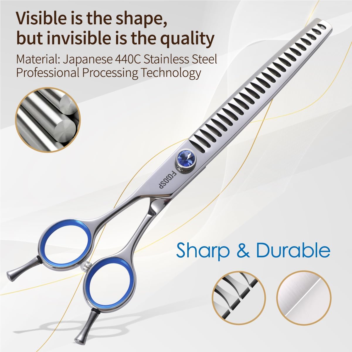 Chunkers Dog Grooming Scissors Left Handed 7.0'' Professional Thinning Shears for Dogs Pet Grooming Scissors Chunkers Shears Dog Grooming Japan 440C 70% Thinning Rate 18 Teeth(7.0'' Chunkers)