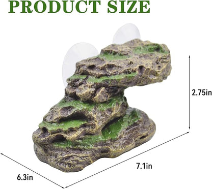 PINVNBY Turtle Basking Platform with 2 Pcs Suction Cups,Resin Floating Dock for Turtles,Tortoise Climbing Ramp Shale - Ideal for Aquatic Turtles,Stable & Durable,Easy to Install(Green Brown)