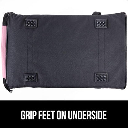 GORILLA GRIP Cat Carrier Travel Bag Up to 15 Lbs, Soft Collapsible Small Dog Carriers, Top and Side Entry Breathable Mesh, Grip Feet on Underside, Cozy Washable Waterproof Pad, Portable Kennel, Pink