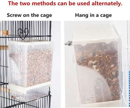 Parrot Automatic Feeder,No-Mess Bird Feeder,Cage Accessories for Budgerigar Canary Cockatiel Finch Parakeet Seed Food Container by Old Tjikko (Screw-Fixed Bird Feeders)