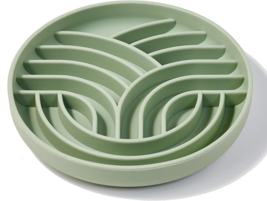 OHMO Slow Feeder Dog Bowls(Tree Life, Sage Green) Enrichment Soft Silicone Food Safe Feeding Bowl Non Slip Suction Cup for All Breed Pet, Cat Slow Down Eating Dishes, Boredom and Anxiety Reducer