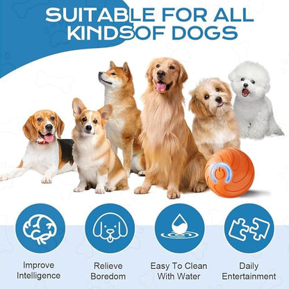 2PCS Smart Jumping Ball for Dogs,Duraspin Dog Bouncing Ball,Automatic Rolling,Interactive Bouncing Toys for Small Dogs,Puppy Toys(Orange+Blue)
