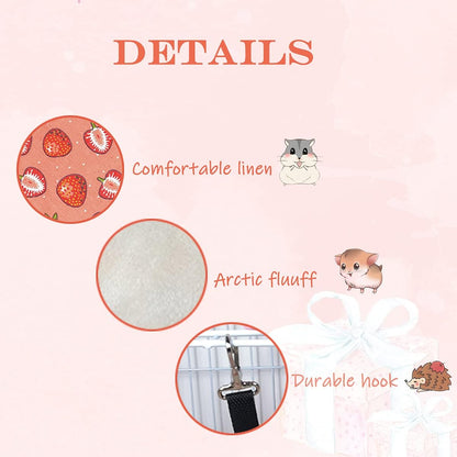 LEFTSTARER Pet Small Animal Hanging Hammock Ferret Bunkbed Hammock Cage Toy for Hamster Rat Sugar Glider Parrot Guinea Pig Hideout Play Sleep (Strawberry X 2pcs)