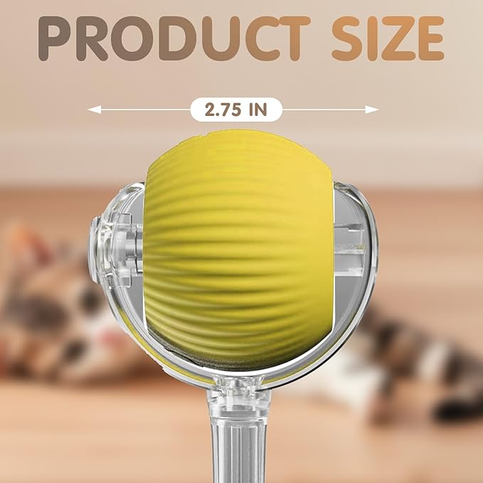 Rocfish Durable Interactive Cat Toys for Indoor Cats, Smart Automatic Cat Chase Ball Toy, Upgraded Speedy Tail Kitten Toy for Bored Indoor Adult Pets (Yellow)