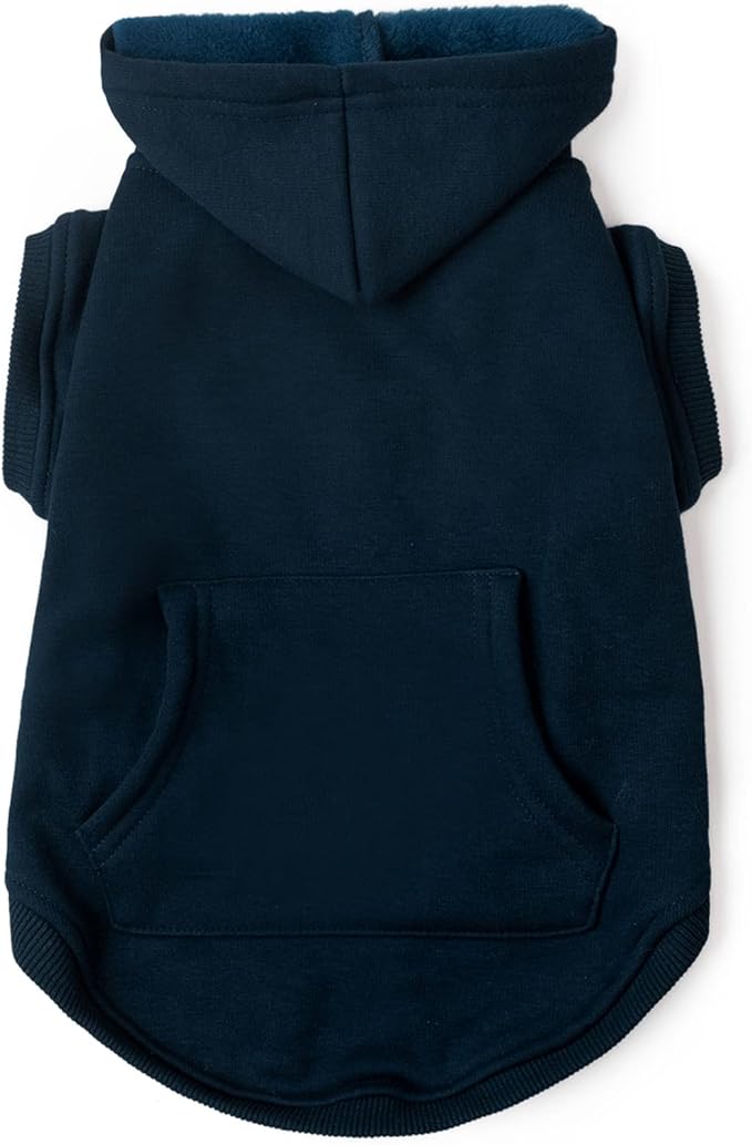 Koneseve Dog Hoodie Fleece Puppy Clothes Warm Sweater with Hat for Small Medium Dogs Cat Hooded Shirt Kitten Pet Basic Sweatshirt with Pocket Doggie Soft Winter Coat Apparel (Blue; 2XL)