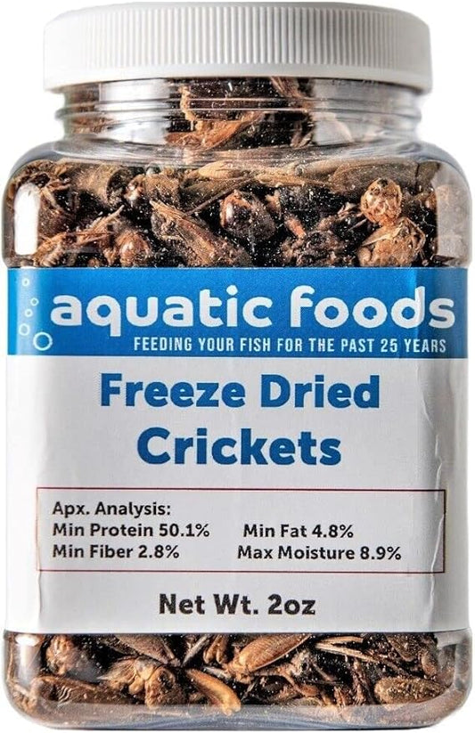 Aquatic Foods Inc. Crickets - Freeze Dried Crickets for Tropical Fish, Reptiles, Turtles, Tortoises Frogs, Hamsters, Birds, Rodents…2oz Small Jar