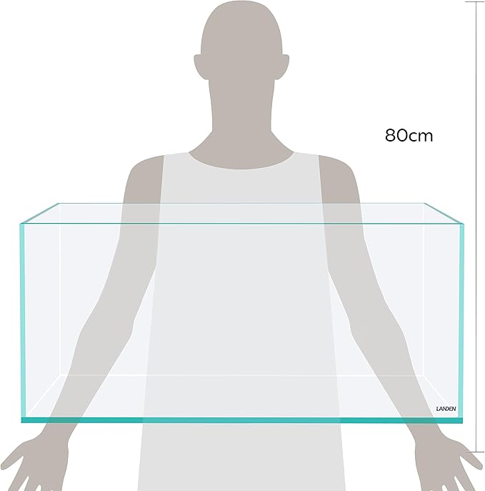 LANEDN 75S 22.1 Gal Shallow Tank, Shallow Fish Tank, Rimless Low Iron Tank, Bookshelf Aquarium W29.5×D17.7×H11 in(75x45x28cm); 8mm Thickness Aquascape Fish Tank, Black Leveling Mat Included