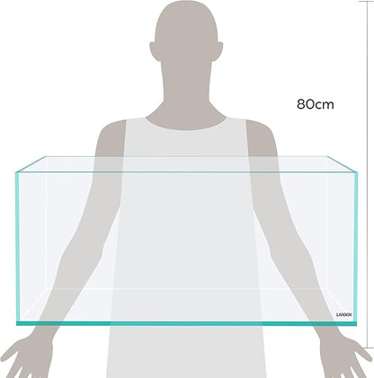 LANEDN 75S 22.1 Gal Shallow Tank, Shallow Fish Tank, Rimless Low Iron Tank, Bookshelf Aquarium W29.5×D17.7×H11 in(75x45x28cm); 8mm Thickness Aquascape Fish Tank, Black Leveling Mat Included